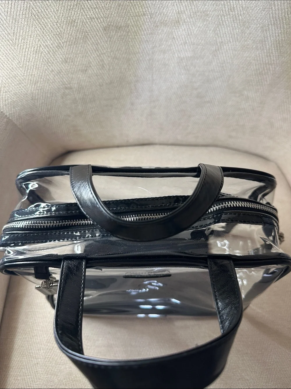 Steve Madden Clear Tote with Black Trim and Handles